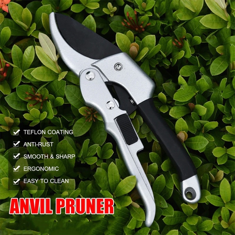 KKMOON Gunting Taman Ranting Tumbuhan Bunga Garden Pruning Shear Scissors - SK-5 - Silver