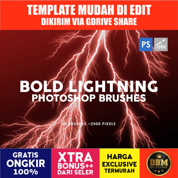 30 Bold Lightning - Photoshop Stamp Brushes