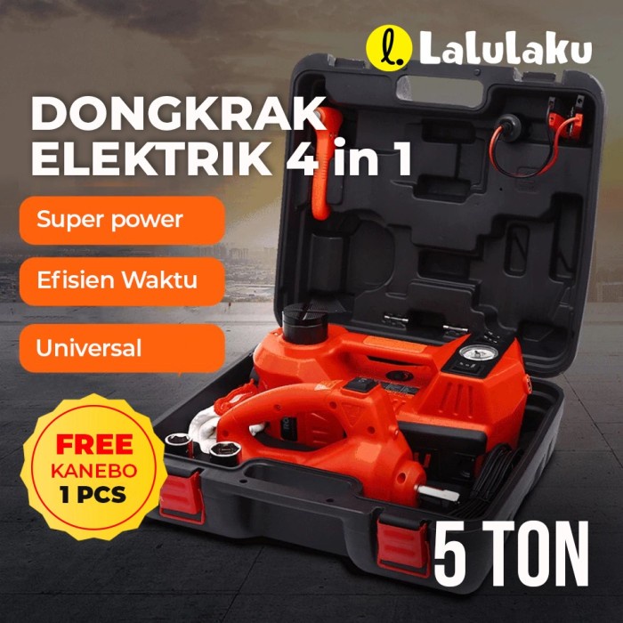 Dongkrak Elektrik/Electric Car Jack 5 Ton Dongkrak Komplit Set 4 in 1
