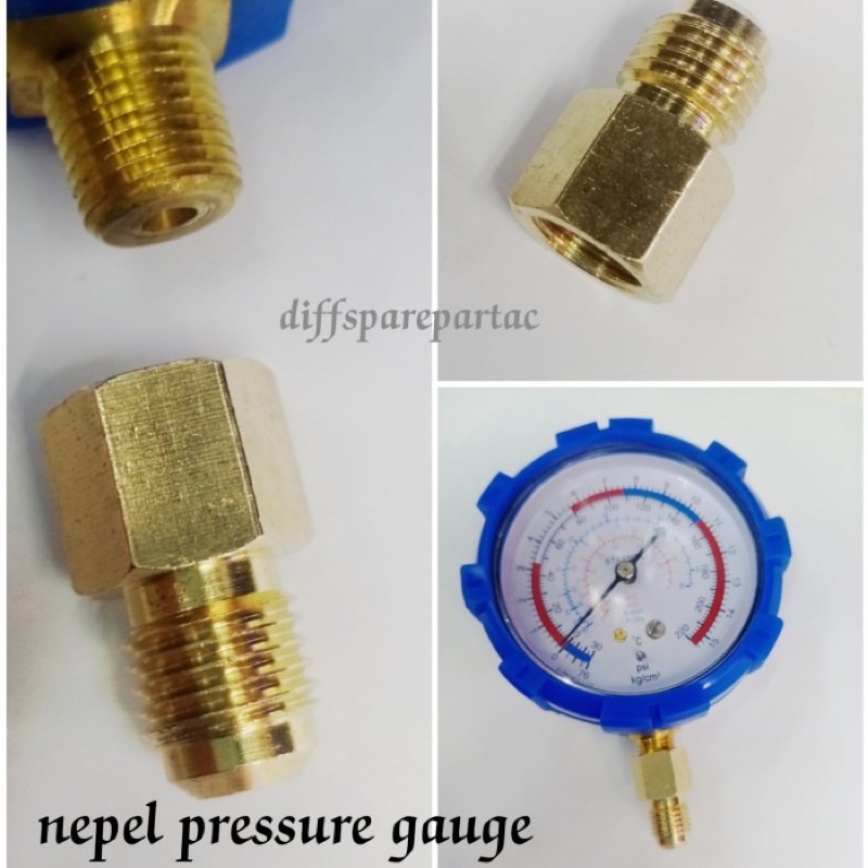 Nepel sambungan pressure gauge meteran manifold