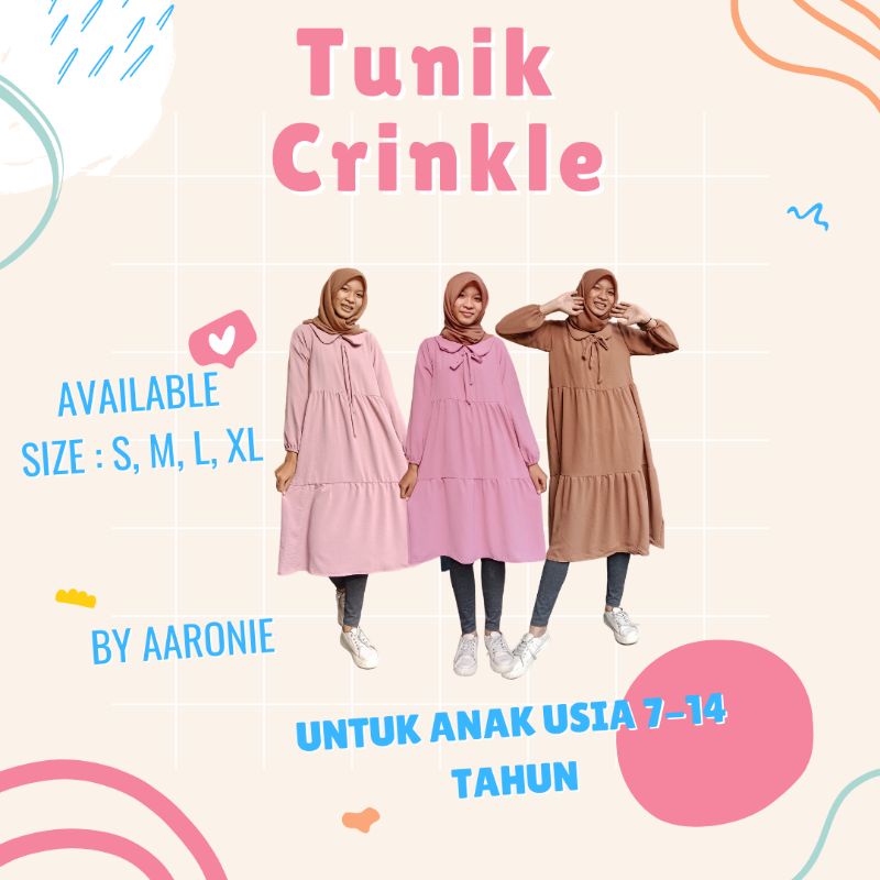 ☀️Tunik Crinkle Airflow by Aaronie.co| Tunik Anak Crinkle | Baju anak | OOTD anak | Tunik Remaja | B