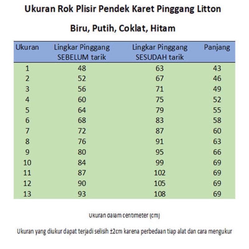 Rok Pramuka Plisir pendek Karet pinggang kantong samping 1-12 Litton / Seragam coklat plisket