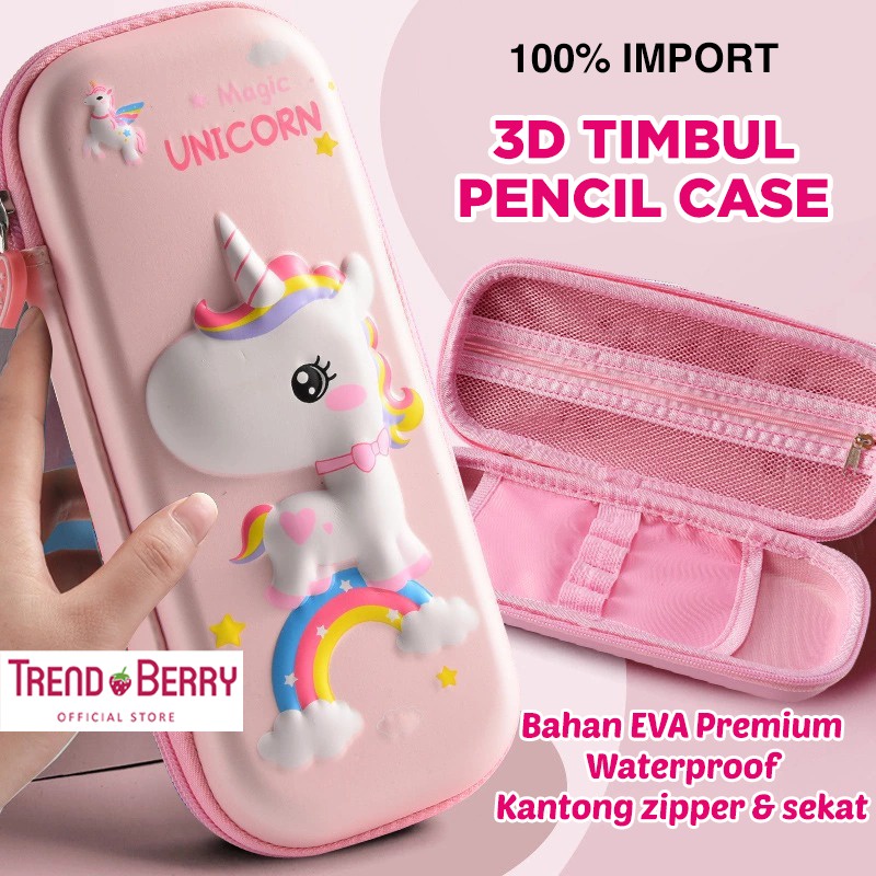 Tempat Pensil 3D Timbul Karakter Cewek Motif Unicorn Magic Pink sangat cantik lucu dan menggemaskan untuk kado hadiah ultah anak perempuan