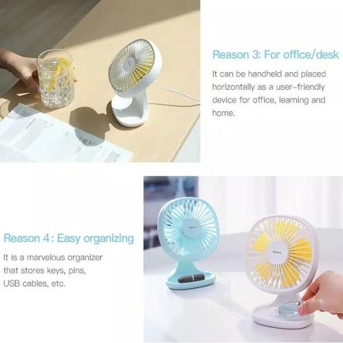 Baseus Pudding Kipas Angin Mini Fan Portable Kipas Meja USB Desk Fan