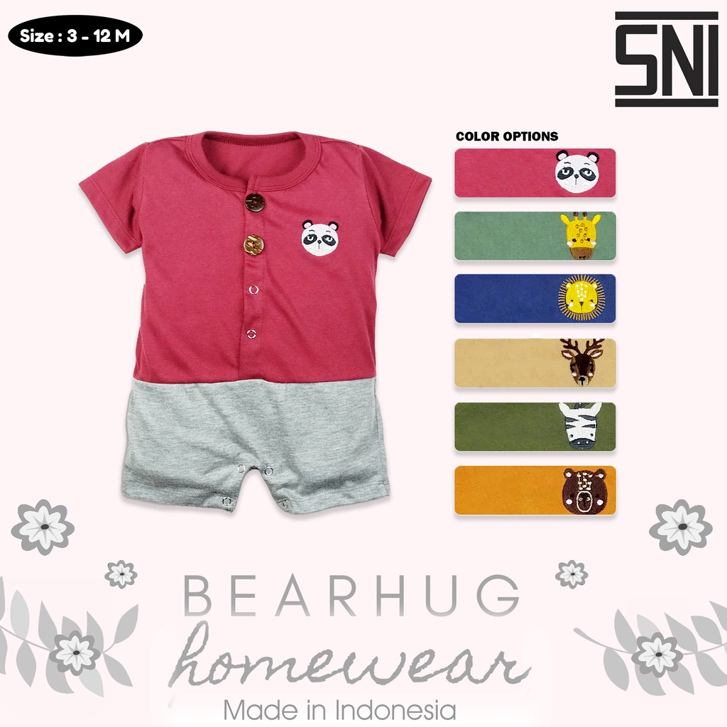 Bearhug Homewear Romper Belah Bordir  Bayi Laki-Laki  HSF4 Mixcolour 3-12 Bulan