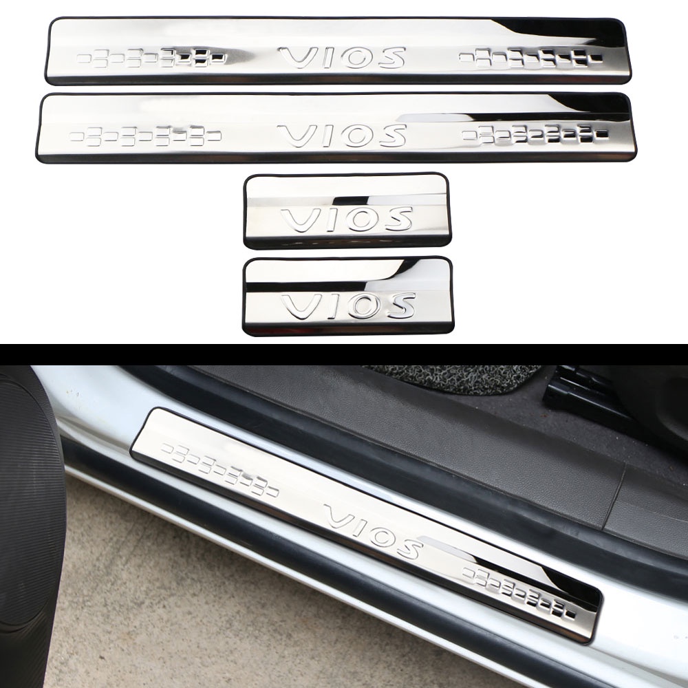 Cover Pelindung Pedal Pintu Mobil Bahan Stainless Steel Untuk Toyota Vios 2014 2015 2016 2017 2018