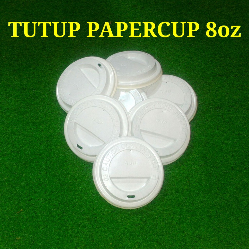 ISI 50pcs Tutup Gelas Kertas Kopi Panas Teh Stirrer Lid Papercup 8oz Hot Coffe