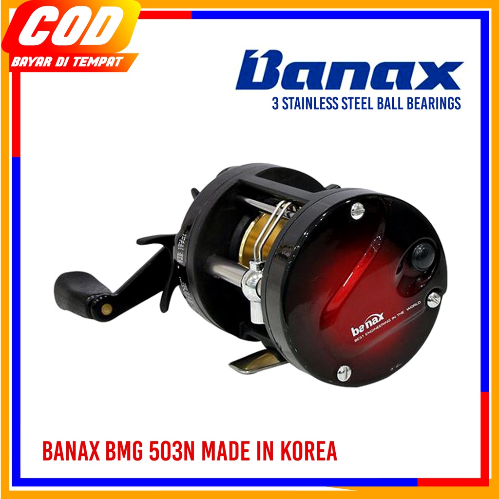 BANAX BMG 503N MADE IN KOREA 3BB REEL PANCING OH OVERHEAD JIGGING DUAL GRIP POWER HANDLE