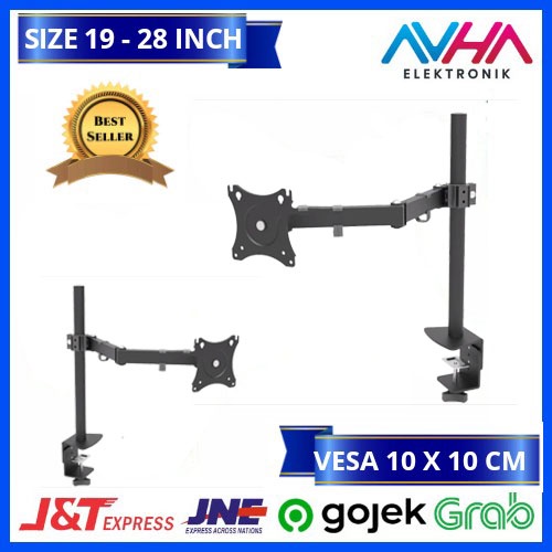 BRACKET PC TV LCD MONITOR MEJA Single Arm 12-28 inch