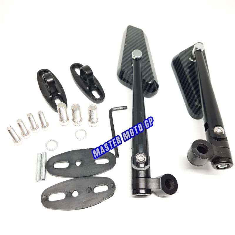 spion circuit carbon black - Spion sircuit karbon hitam - kaca spion sepeda motor modifikasi Universal Spion circuit CNC babet RB Racebolt nmax Pcx adv lexi Vario125 Vario150 Vario160 Beat aerox Vixion cbr cb150 R25 R15