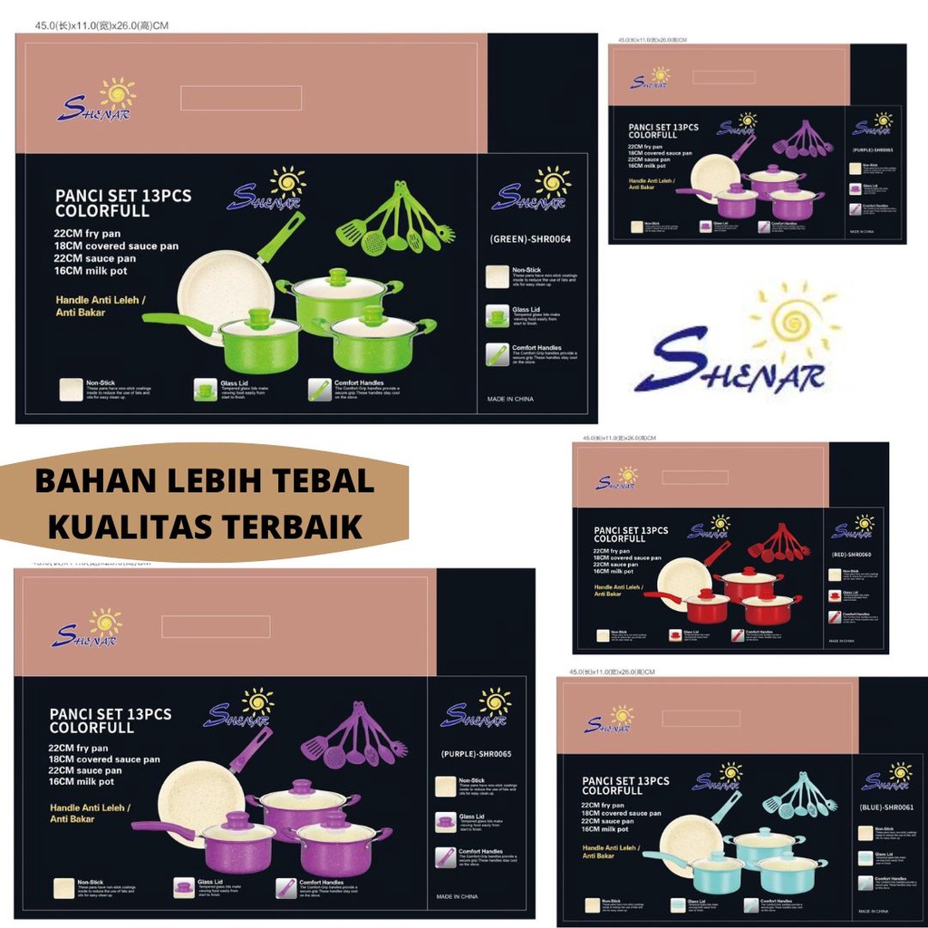 SHENAR (COD) ,Panci Set 13 Cookware Tutup Kaca SERBAGUNA / PANCI 13 SET / PANCI SET