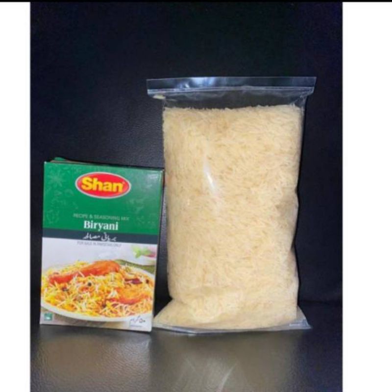 Promo ! Paket Beras basmati 1 kg+ 1 kotak bumbu(khas nasi beryani)