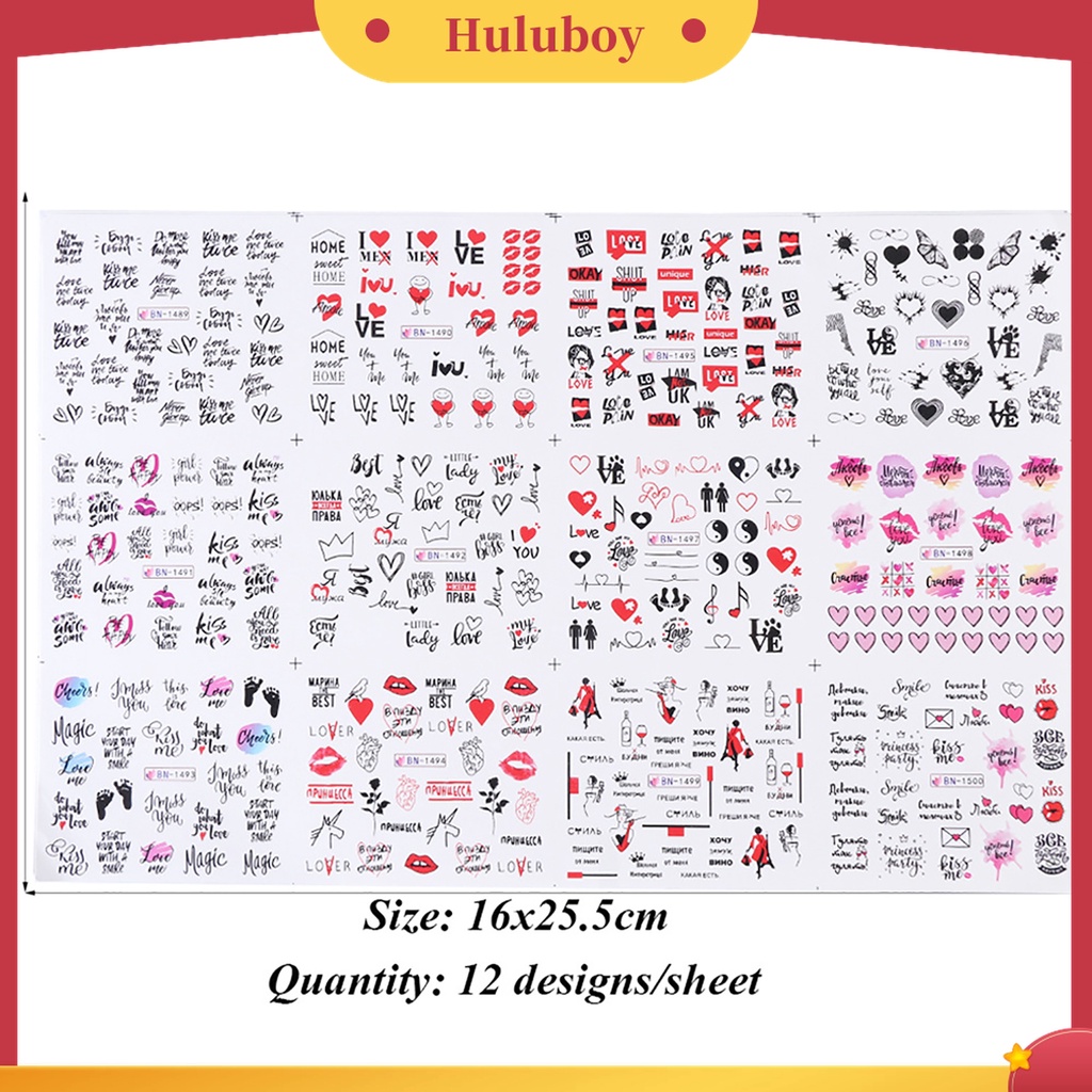 Huluboy Huluboy♡ 1 Lembar Stiker Kuku Motif Hati Untuk Salon Kecantikan