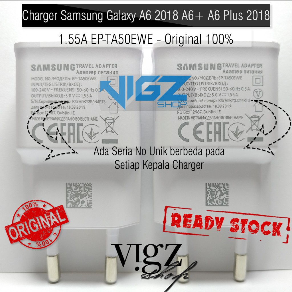 Charger Samsung Galaxy A03 A03 Core A10s A10s A7 2018 J7 Prime A6 2018 A6+ A6 Plus 2018 1.55A EP-TA50EWE Original 100%