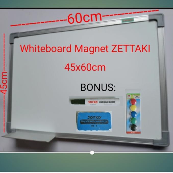 

Papan tulis magnet whiteboard gantung single face ZETTAKI 45x60cm