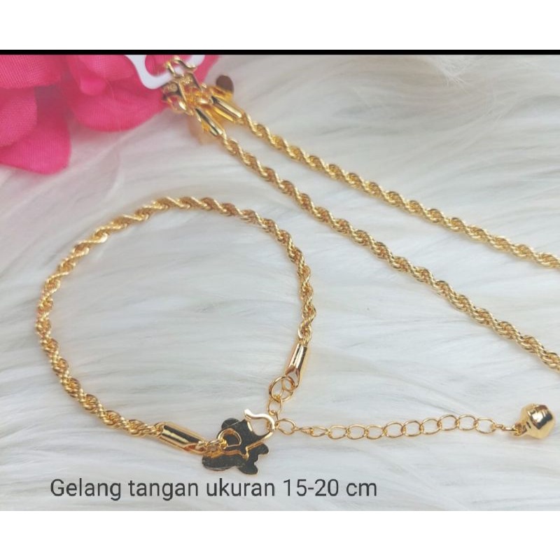 NJJ359. Gelang tangan xuping wanita lapis emas ukuran 15-20 cm