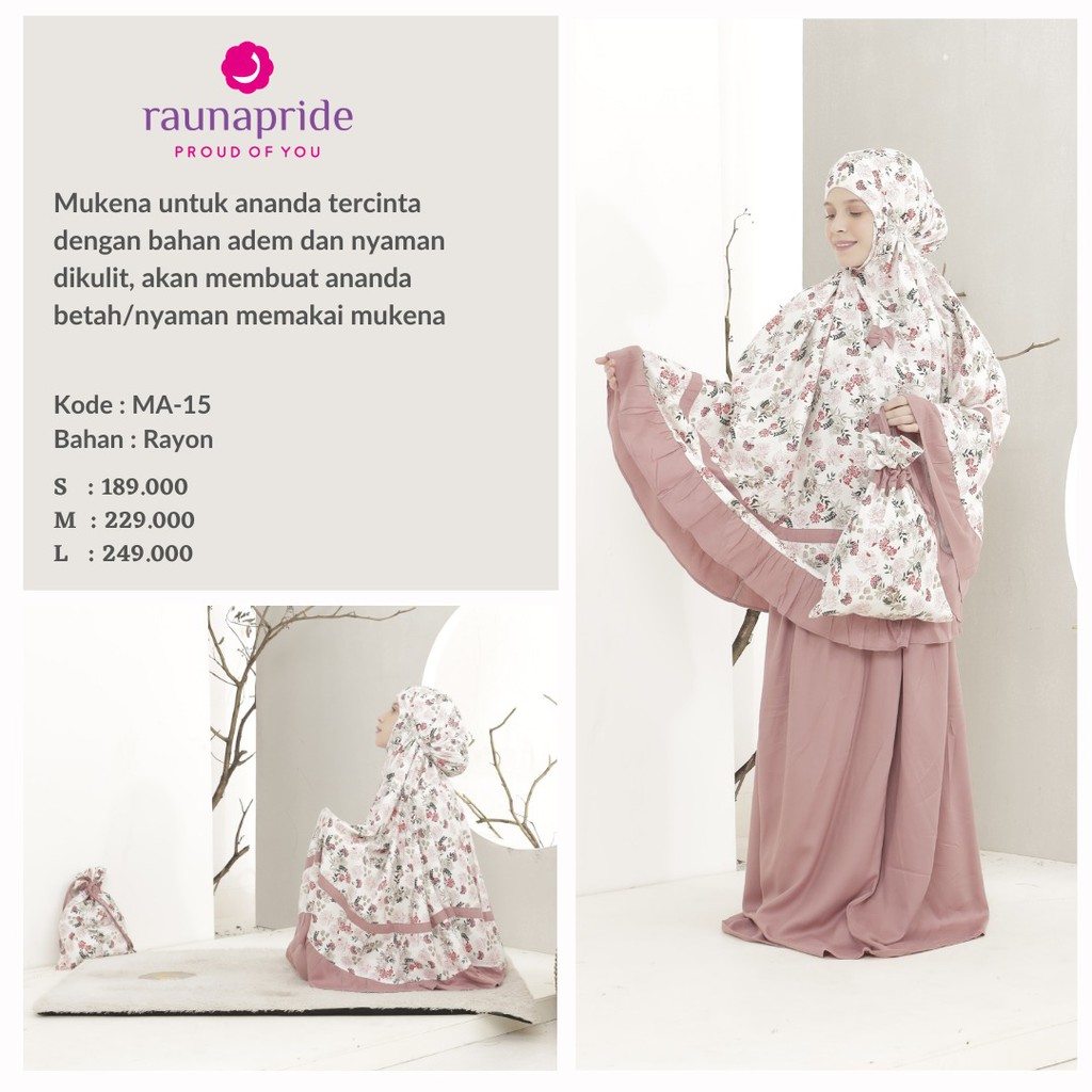 Mukena Rauna  MA - 15 / Mukena Anak / Raunapride / Mukena Rauna / Mukena