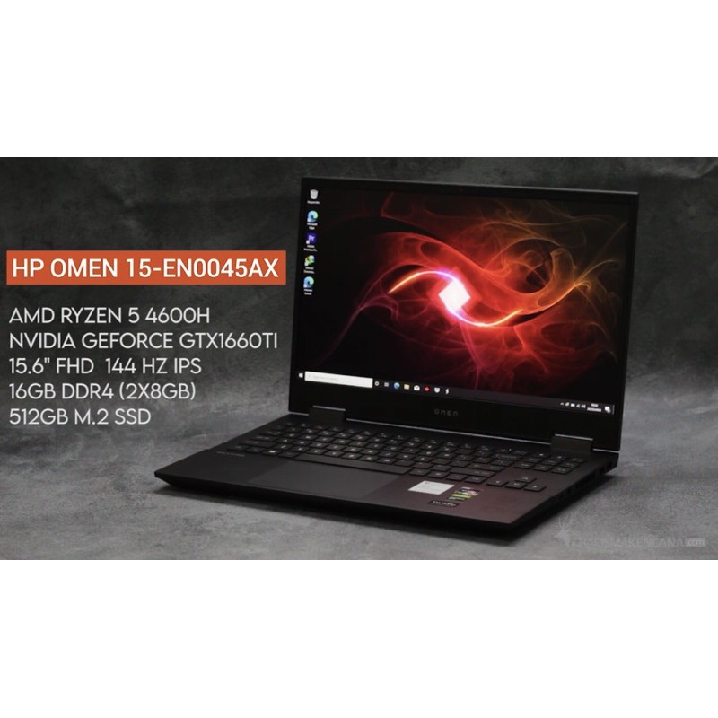 HP OMEN 15 en0045AX Ryzen 5-4600H 16GB 512SSD GTX1660Ti 6G FHD IPS RGB W10+OHS