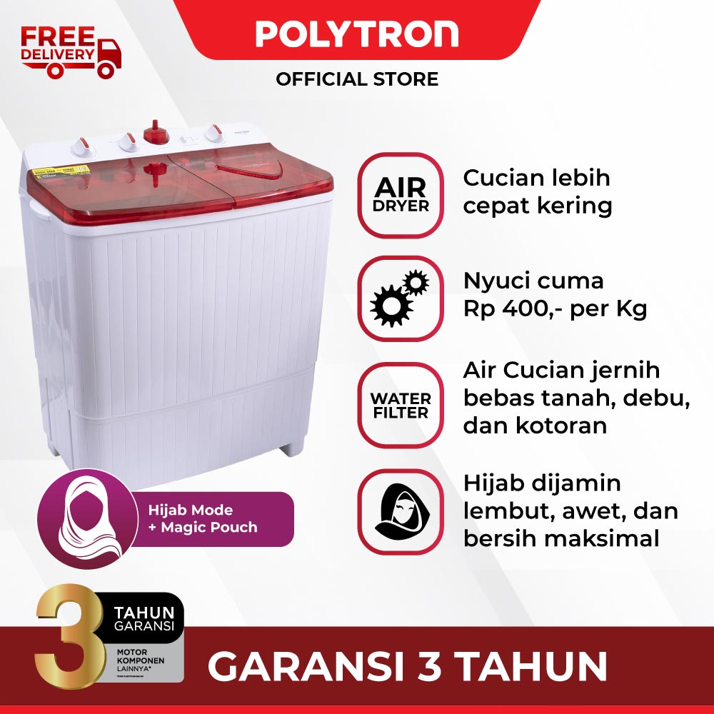 Mesin cuci POLYTRON Primadona Samba 2 tabung 7Kg PWM 701R