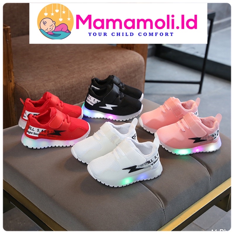 Sepatu Anak Perempuan/Cewek / Sepatu Sekolah Laki Laki/Cowok / Sepatu LED Nyala Warna Warni Led  Kedap Kedip