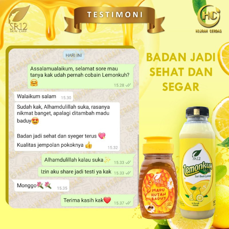 LEMONKUH SR12 SEMUA UKURAN, ALL SIZE, 250 DAN 500 ML / SARI LEMON ALAMI