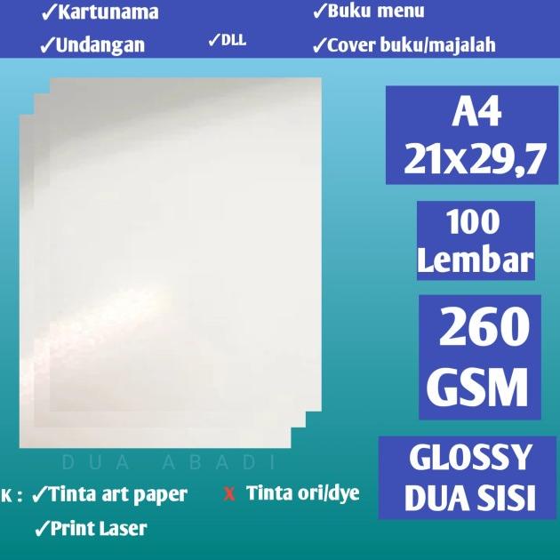 

Kertas art carton/art paper 260 gsm isi 100 lembar A4