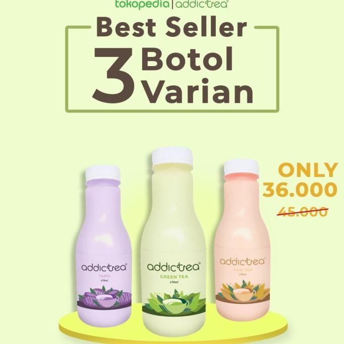 [COD] Addictea Bundling Best Seller Greentea, Taro, Thai Tea [COD]