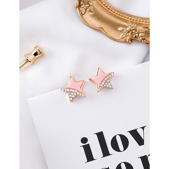 LRC Anting Tusuk Fashion (stars) 925 Silver Needle Five-pointed Star Irregular Flash Drill F4843X