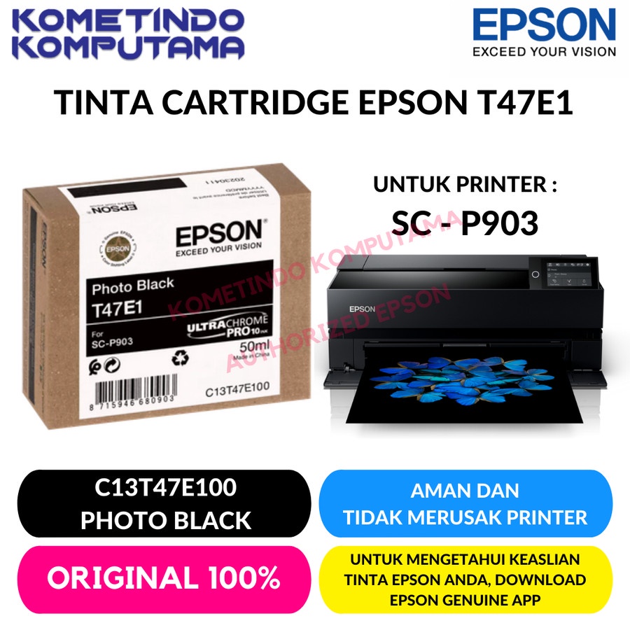 SC-P903 PHOTO BLACK TINTA CATRIDGE EPSON SureColour C13T47E100 T47E1 T47E ORIGINAL 100%