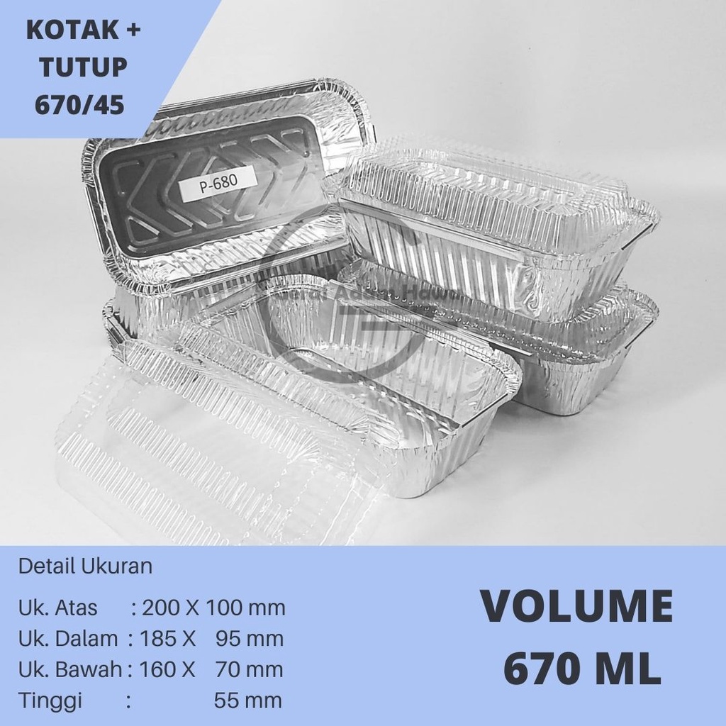 Alumunium Foil 670/45 + Tutup Mika Cup Aluminium Foil Persegi P670 / P680 / BX 680 / 670 / 680 Ukura