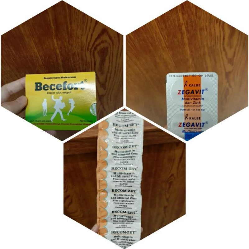 Multivitamin c dan vit b kompleks Becefort, Zegavit, Becom-c, Renovit