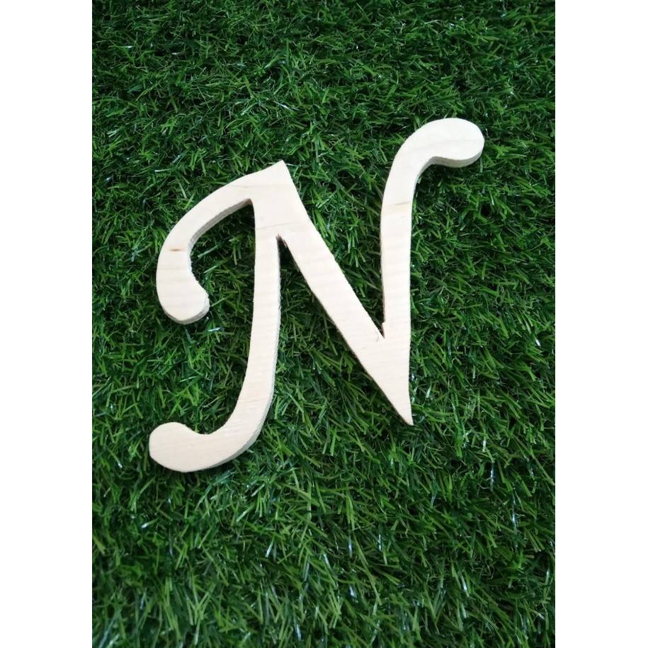 HK6 Huruf kayu inisial tinggi 10 cm Wood letter craft ukiran kayu