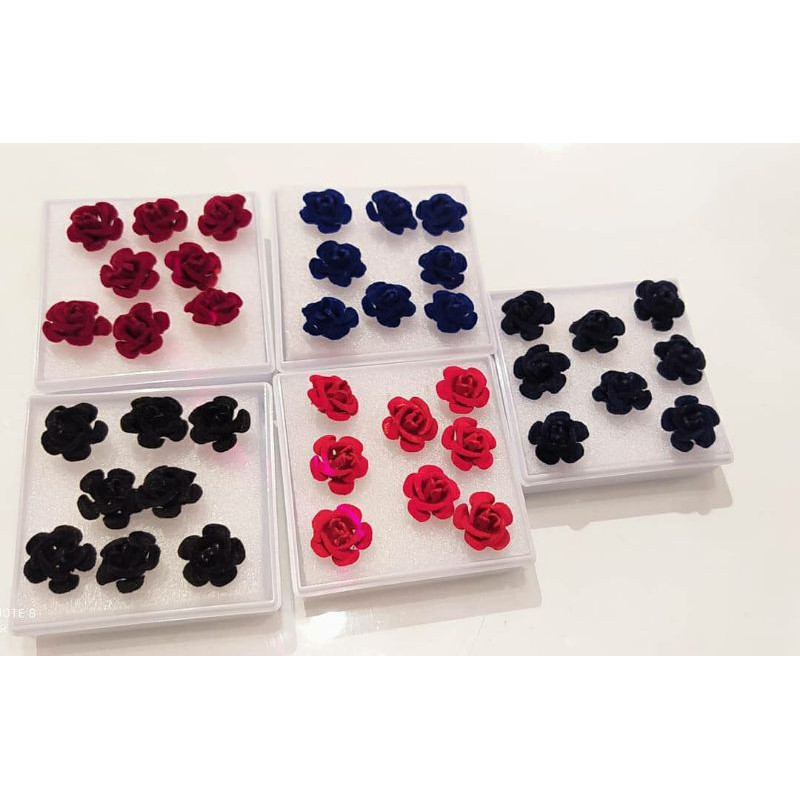 satu pasang anting bunga mawar/antingbbludru/anting mawar