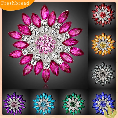 [ TERLARIS]Women Fashion Flower Brooch Crystal Rhinestone Jewelry for Wedding Party Gift