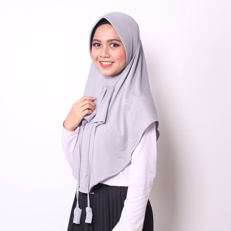 JILBAB MASKER / JILBAB INSTAN TERBARU ANRIA-Silver