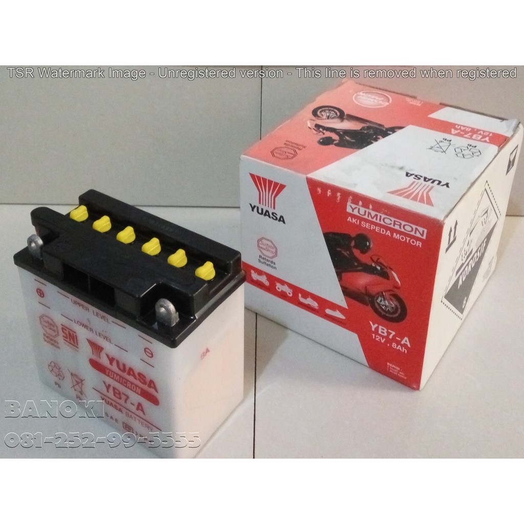 Aki motor Yuasa YB7A Aki Basah