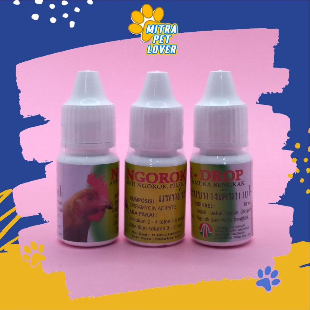 OBAT TETES ANTI PILEK AYAM UNGGAS - NGOROK DROP 10ML ORIGINAL -  ATASI NGOROK BATUK BERSIN FLU , MUKA BENGKAK PADA AYAM CHICKEN - AMPUH - MURAH - ASLI GARANSI KUALITAS - AMAN- PET ANIMAL HEALTHCARE &amp; VETERINARY TAMASINDO VITAMIN TERNAK HEWAN MITRAPETLOVER