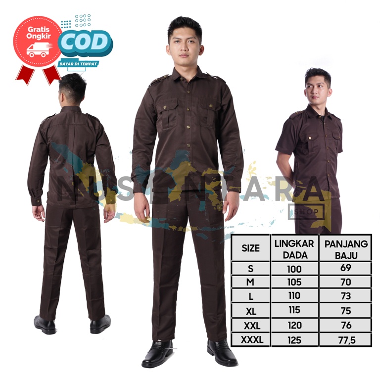 Seragam Safari Security Lengan Panjang Coklat Terbaru Baju Safari Satpam Bodyguard Supir