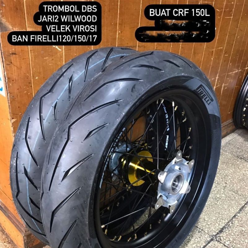 Ban Supermoto CRF 150L - Ban PIRELLI Velg ROSSI Tromol DBS