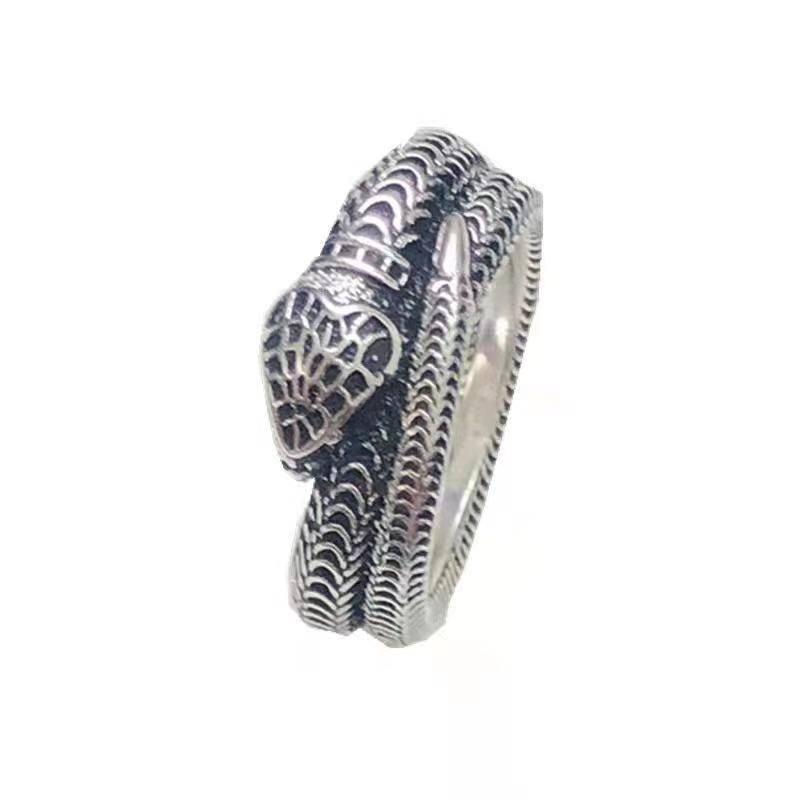 Cincin silver Desain Kepala Ular Gaya retro