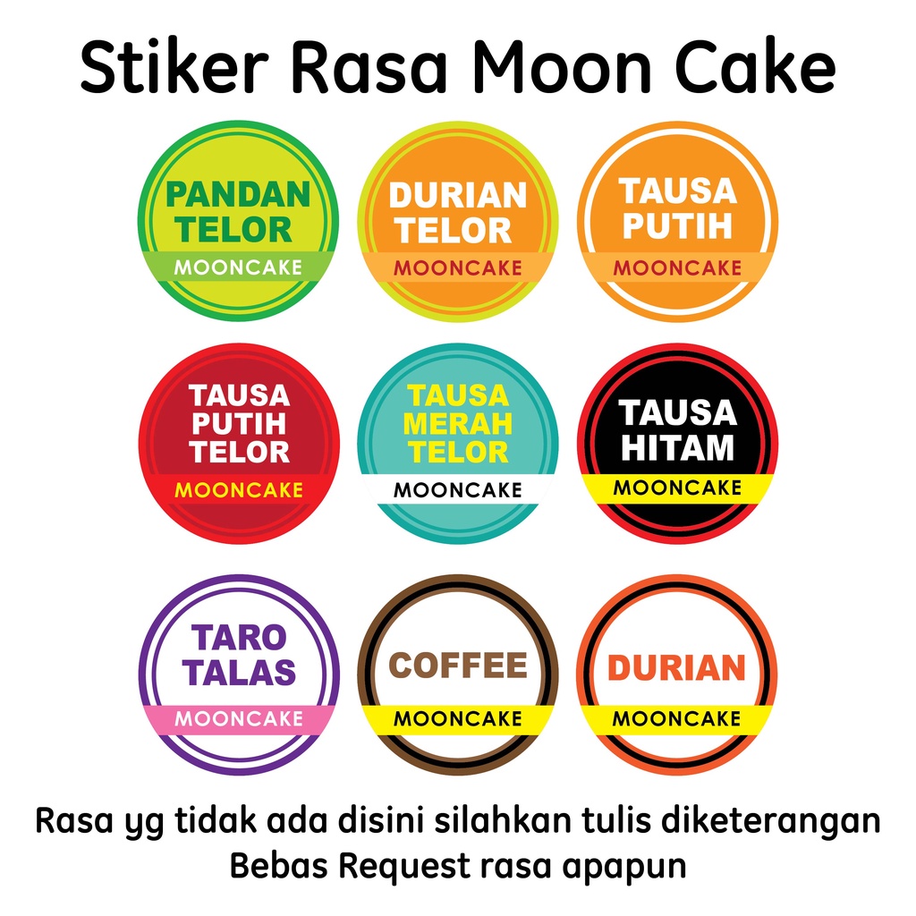 

50 PCS Stiker rasa Mooncake / Stiker varian Mooncake - Mid autumn festival