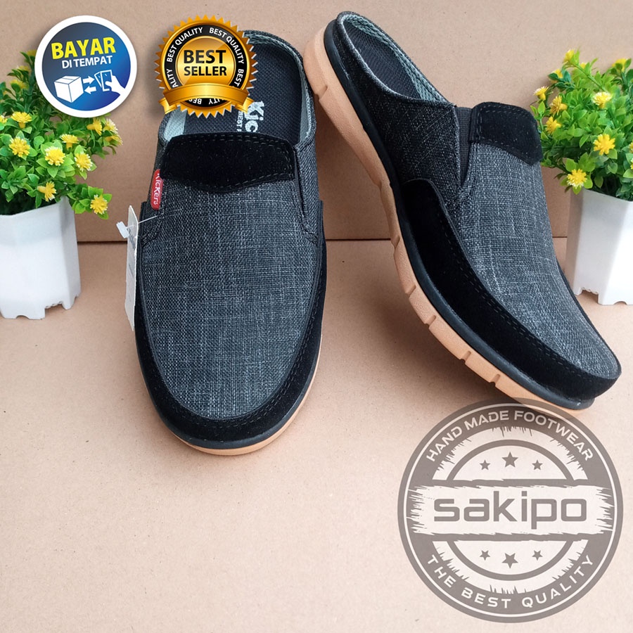 PROMO 9.9 !! SLOP KASUAL PRIA DEWASA SLIP ON WARNA HITAM MURAH BERKUWALITAS SOL KARET TRENDI NYAMAN DIPAKAI / SEPATU SANTAI PRIA DEWASA / SEPATU KERJA LAPANGAN / SEPATU KERJA KANTORAN / SAKIPO