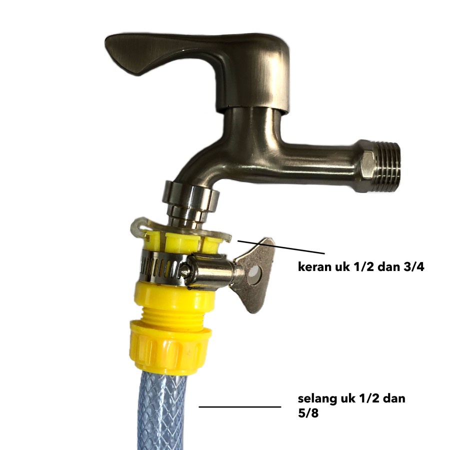 KONEKTOR KERAN AIR UNIVERSAL UNTUK SELANG 1/2 DAN 5/8