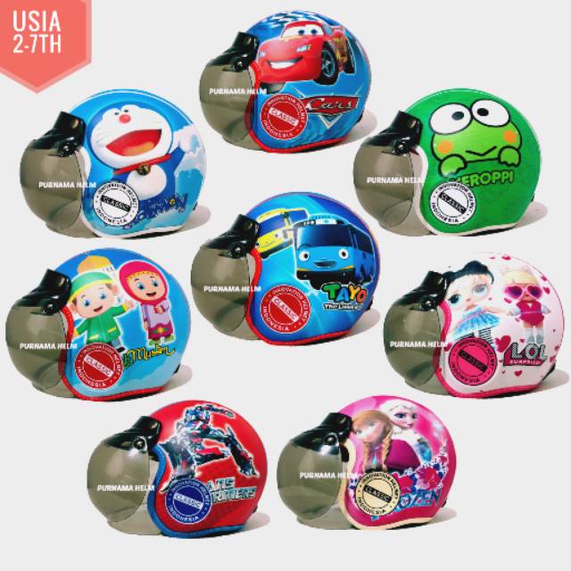 HELM ANAK KARAKTER MODEL BOGO+ KACA | Shopee Indonesia