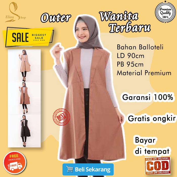 Outer Wanita Muslim Rompi Wanita Outer Muslim Dress Muslimah Baju Syari Fashion Wanita AZ104