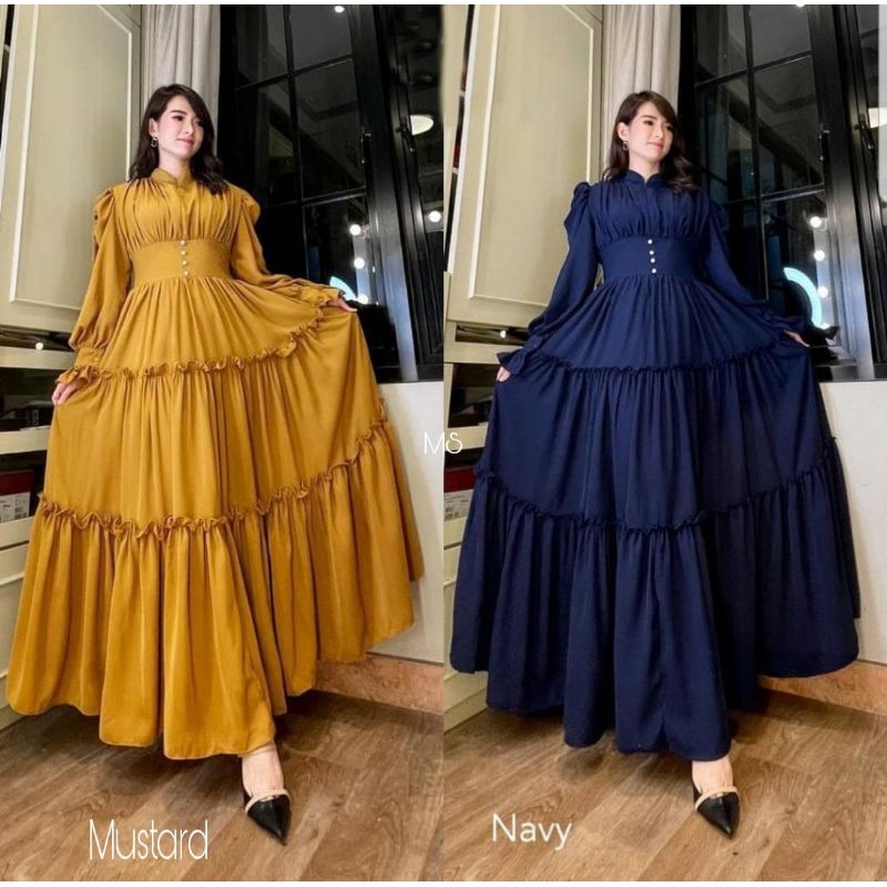 MAXY MAHADEWI PAKAIAN WANITA KEMBANG GAMIS DRESS MAXI MOSCREPE MS ADA VIDEO REAL PICT