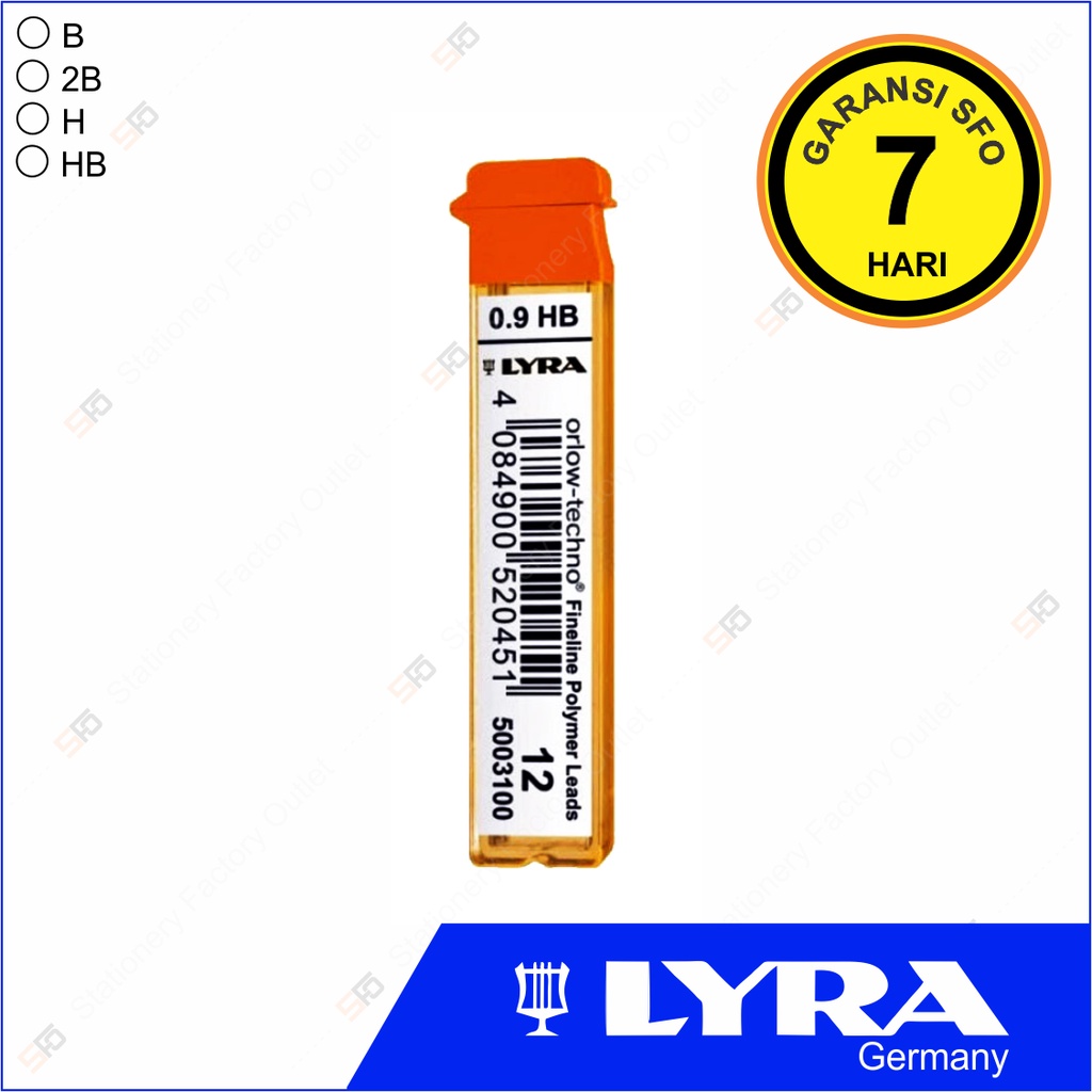 

Isi Pensil Mekanik Lyra 0.9 mm - 2B B H HB - SFO Semarang Official