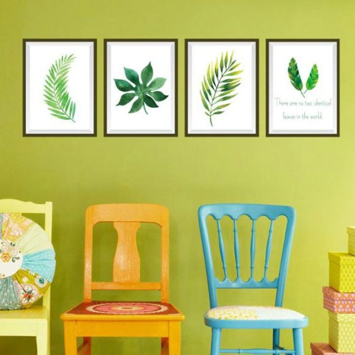 SK7132 FRAME GREEN LEAF 3D BINGKAI TROPICAL PLANT WALLSTICKER 50X70 STICKER_MURAH