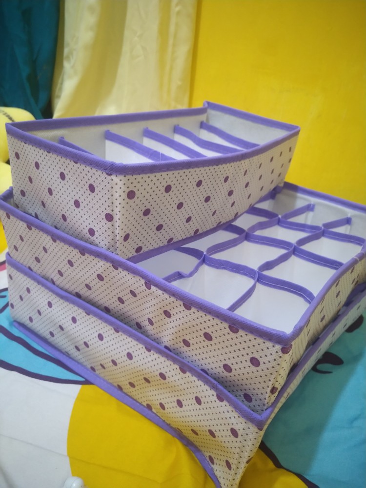 Je468 Tempat Penyimpanan Bra Bamboo Underwear Organizer Bra Multipurpose 3 In 1 Storage Box Set