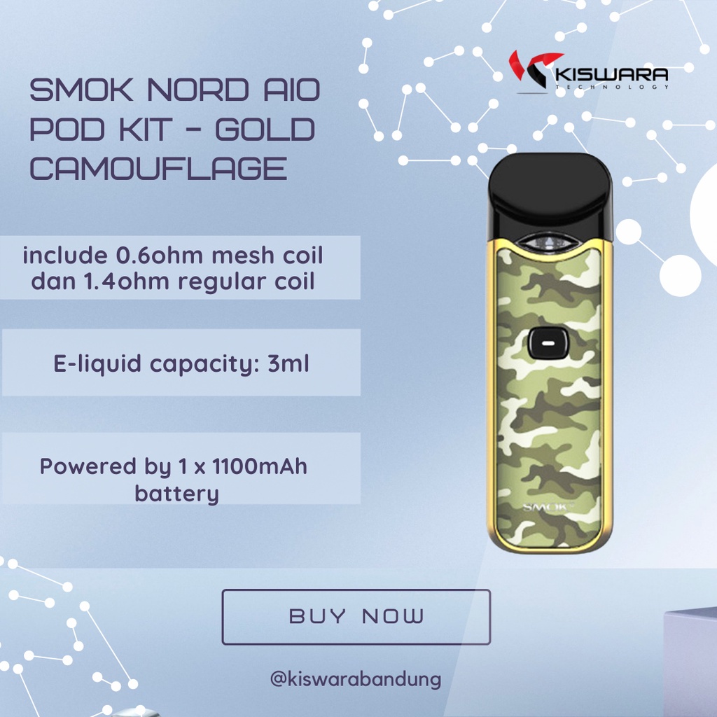 SMOK Nord AIO Pod Kit - GOLD CAMOUFLAGE [Authentic] KiswaraBandung